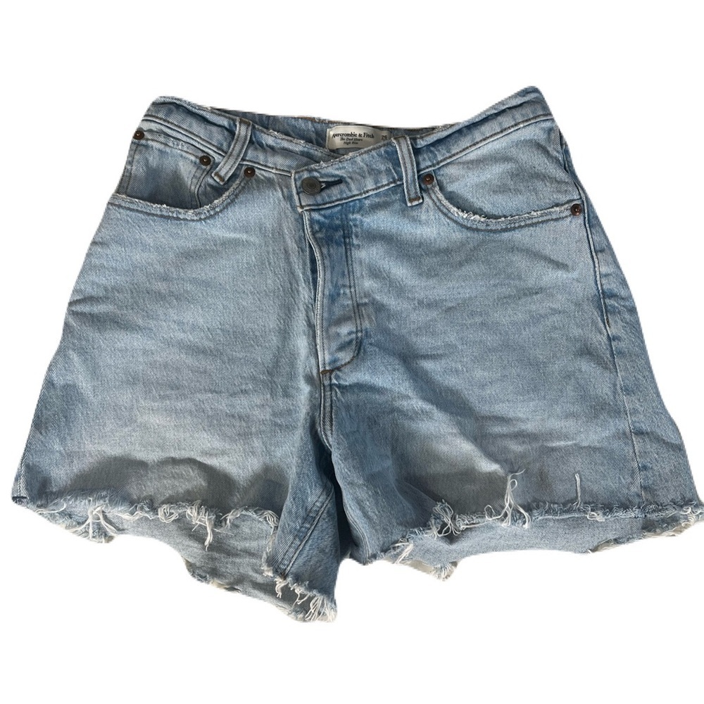 Abercrombie & Fitch Light Blue Frayed Denim Cutoff Shorts - Picture 1 of 6